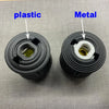 Comparison of plastic and metal components for a high-pressure washer gun nozzle set.