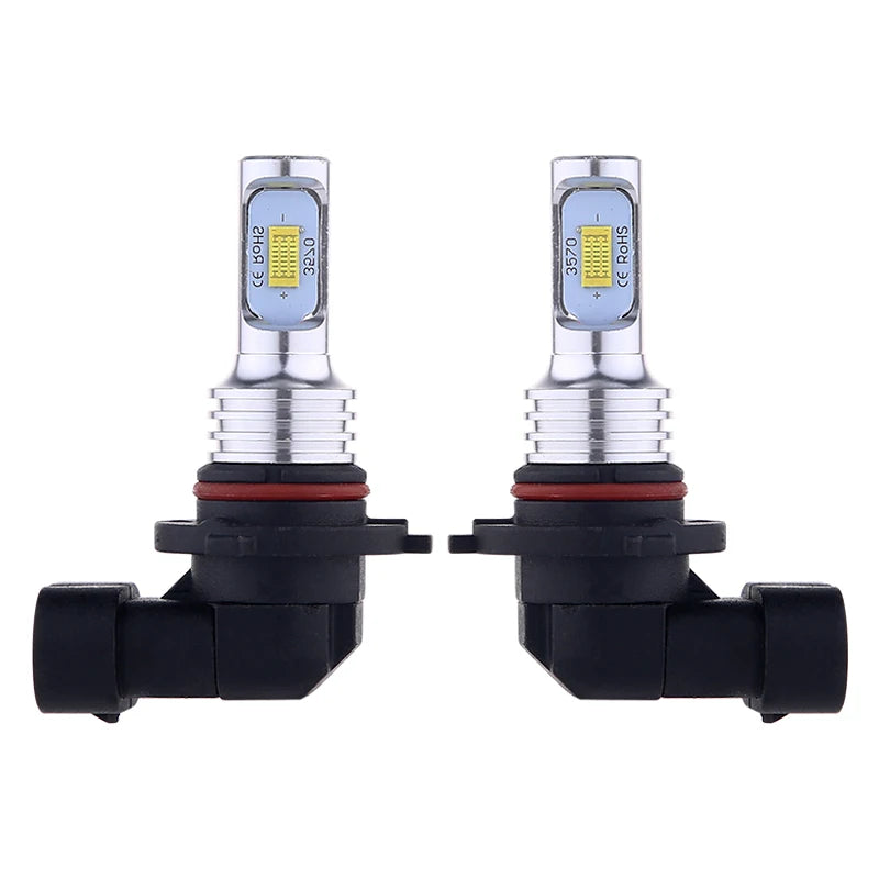 Pair of high-performance 80W LED headlight bulbs with ceramic base and plastic housing
