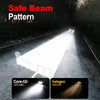Un faisceau lumineux vif d'une ampoule LED Safe Beam illuminant une route la nuit.