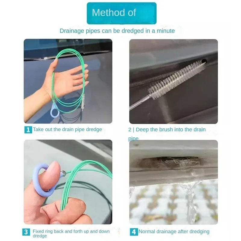 Démonstration d'une brosse de nettoyage pour déboucher les drains des conduites.