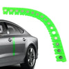 A bright lime green magnetic strip for car sheet metal dry grinding used on automotive repairs.