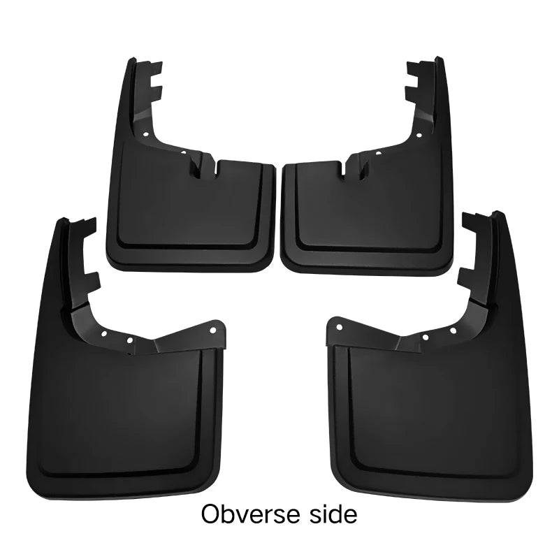 Black heavy-duty mud flaps for a Ford F-150, shown on the obverse side.