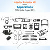 Interior exterior kit for Dodge Charger applications showing various carbon fiber trim pieces and components
