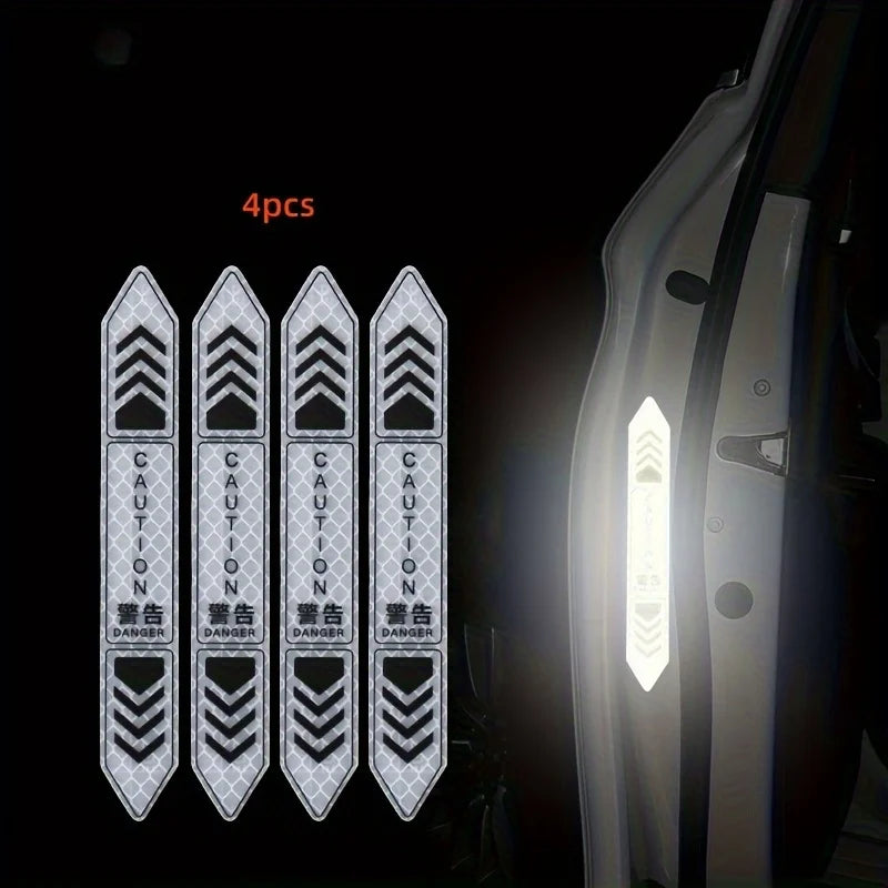 Four reflective decals for car door open warnings