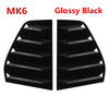 Glossy black car rear window louver shutter trim for VW Golf featuring multiple horizontal slats