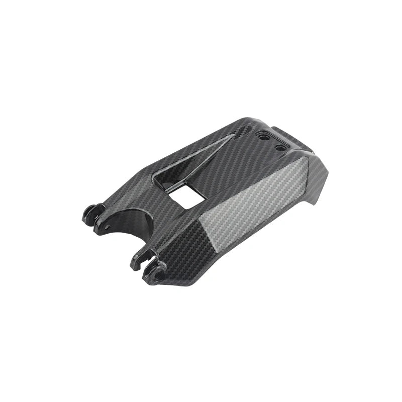 Carbon fiber battery compartment cover for electric bikes with a textured black finish