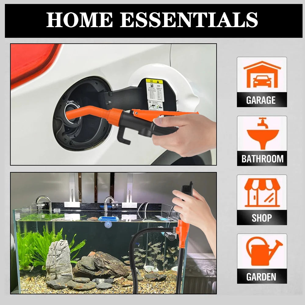 A collection of home essentials including a garage tool, bathroom item, shop display, and garden watering tool.