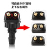 A black universal car windshield washer nozzle with three adjustable points for 360-degree rotation.