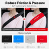 Red universal car seat belt shoulder pads for soft cushioning and pressure reduction