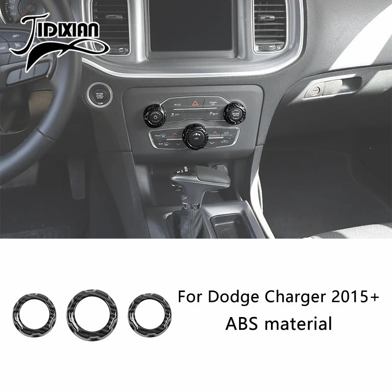 Carbon fiber trim rings for Dodge Charger interior decoration kit