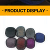 A collection of round rhinestone steering wheel covers in black, silver, red, and purple.