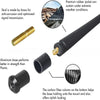 A kit for a car radio aerial antenna featuring a brass stud, an aluminum base, and a carbon fiber column mount.