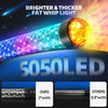 لقطة مقربة لمصباح ضربة سميك وساطع من نوع 5050LED بعدسة صفراء، معروض على خلفية داكنة.