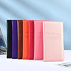 A row of pink, orange, and purple PU leather vehicle organizers displayed against a light blue background.