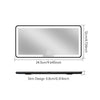 A rectangular silver HD touch screen car makeup mirror with dimensions 24.5cm by 12cm.