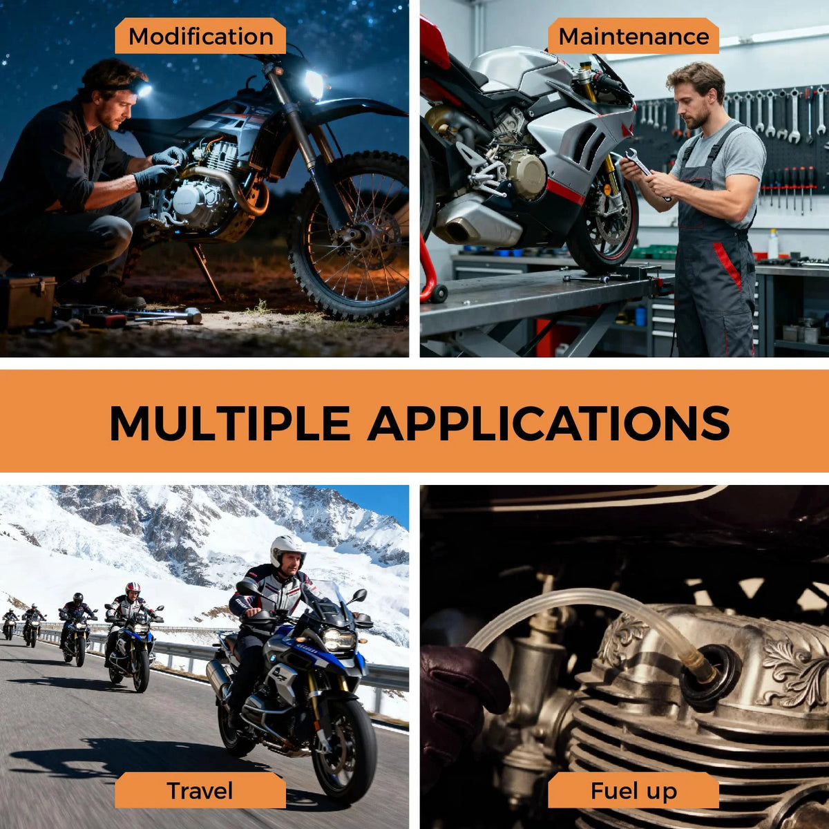 Image showing a universal brake fluid bleeder hose kit used for motorcycle maintenance and travel applications.