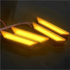 Three amber LED front grille lights for a Ford Ranger Raptor displayed against a dark background.