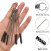 A set of detachable stainless steel needles and a nylon brush for carburetor cleaning and maintenance.