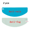 Two pieces of anti-rain and anti-fog film for motorcycle helmet visors.