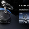 A 360 degree magnetic car phone mount demonstrating free adjustment angles of 360 and 210 degrees.