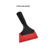 A black squeegee with a red long handle used for window and surface cleaning.