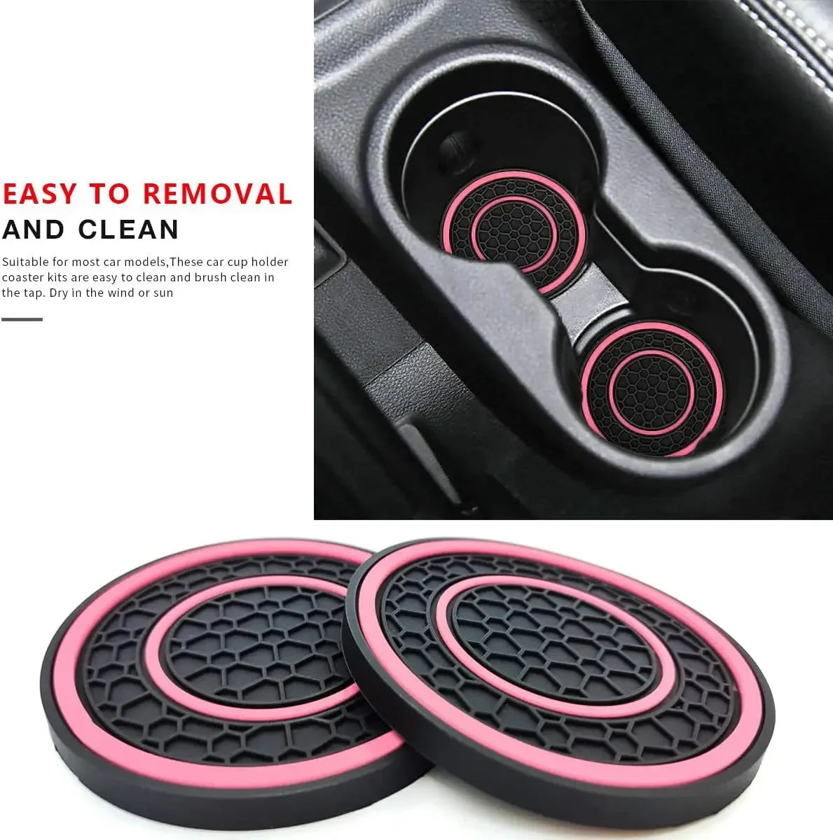Dual Anti-Slip Car Coasters for Cup Holders