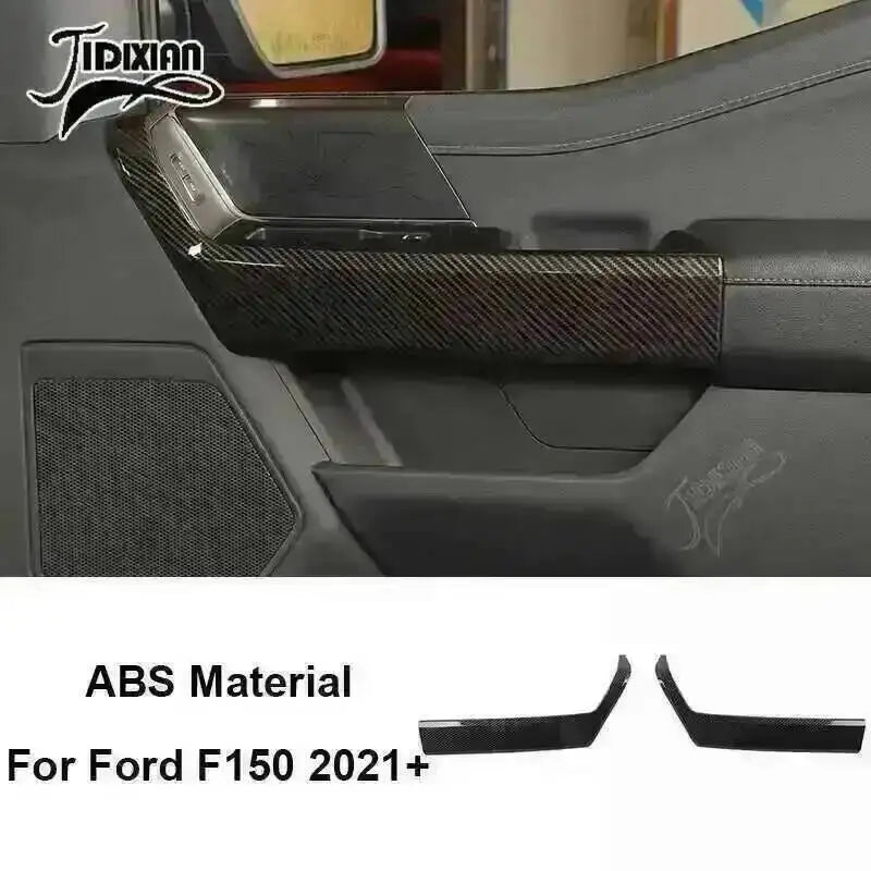 Carbon fiber grain interior trim kit for Ford F150 2021+ vehicle interior panel.