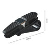 Black universal car glasses holder clip designed to secure sunglasses and eyeglasses.