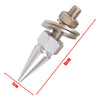 A close-up view of a silver M6 license plate screw with a hexagonal head and pointed tip, showing its dimensions.