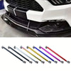A set of adjustable metal front lip support rods in various colors and lengths.