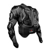 Black heavy-duty motocross riding jacket shown from the back.