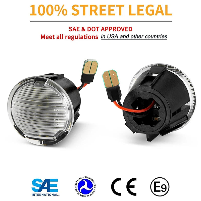 LED cargo trunk light with SAE and DOT approval stickers shown on a black housing