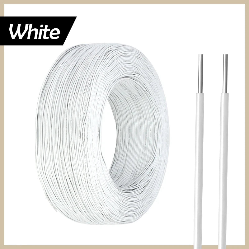 White heavy duty insulated copper power cable coiled and with cut ends shown
