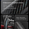 Close-up of carbon fiber steering wheel covers showing iridescent gradient shine and anti-slip texture.