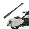 A black car radio aerial antenna kit is shown next to a white motorcycle.