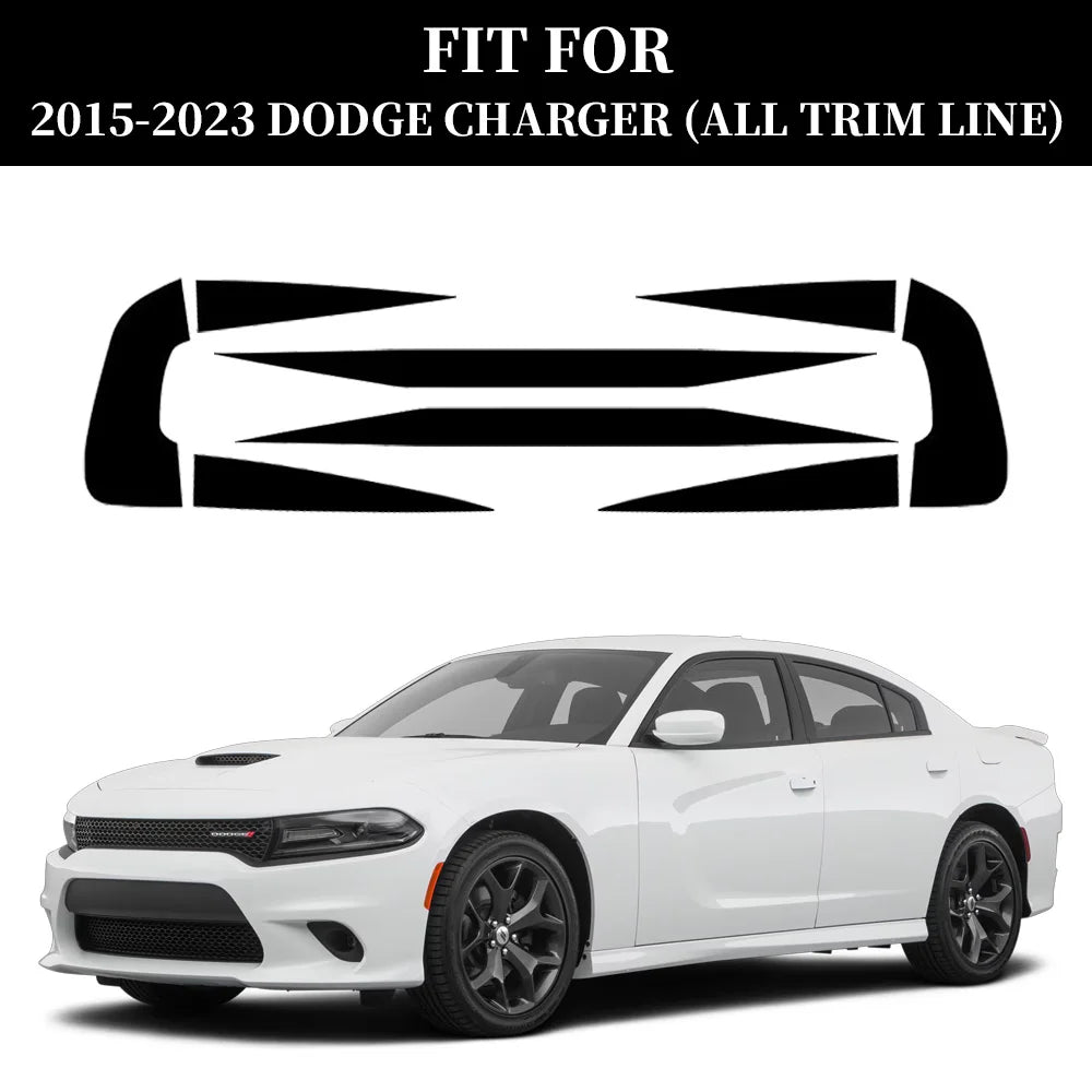 Black tail light decal set for a white Dodge Charger 2015-2023.