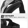 A black protective mask and goggles for outdoor motorcycle or cycling use.