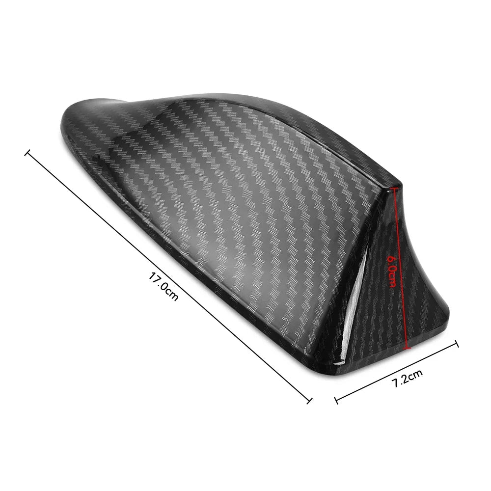 Aleta de tiburón estilo fibra de carbono negra para antenas de coches, vista de perfil
