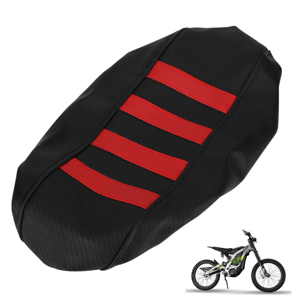 Black and red striped seat covers for an electric vehicle