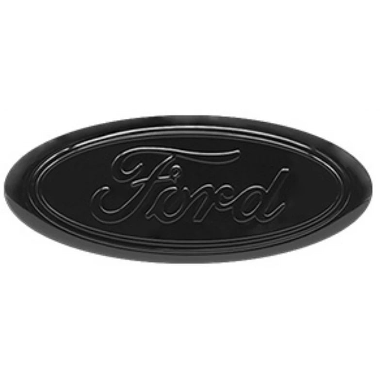 Emblème de voiture personnalisé ovale noir avec le mot Ford en relief.