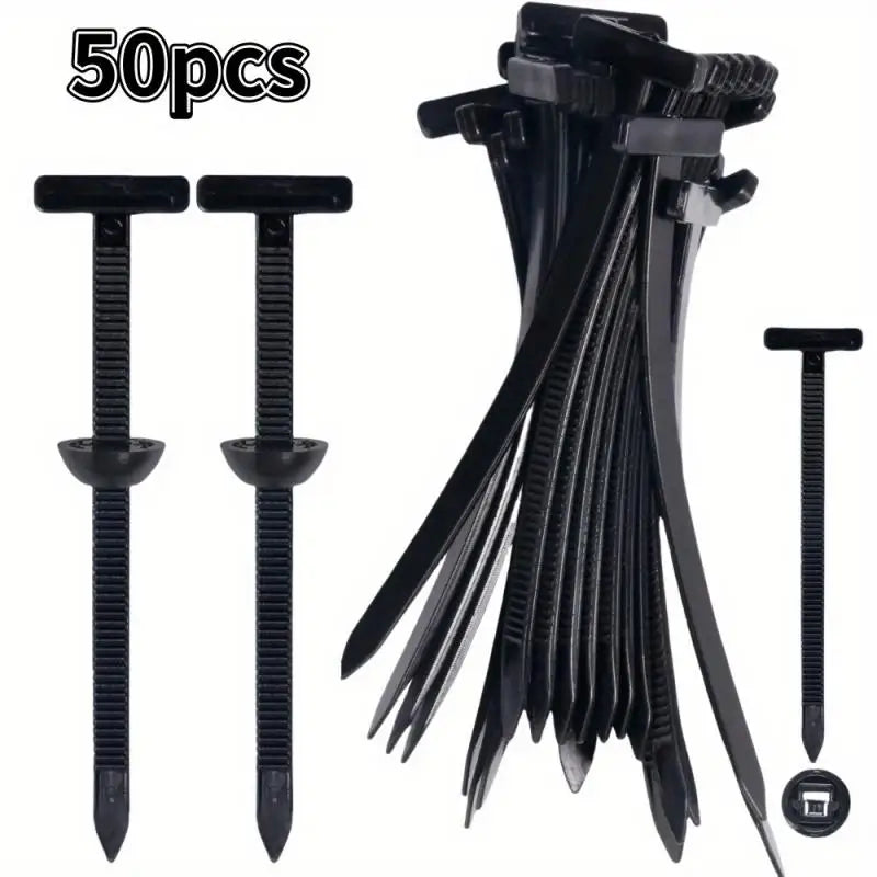 50 pieces of black nylon universal cable tie buckles for automotive and home use