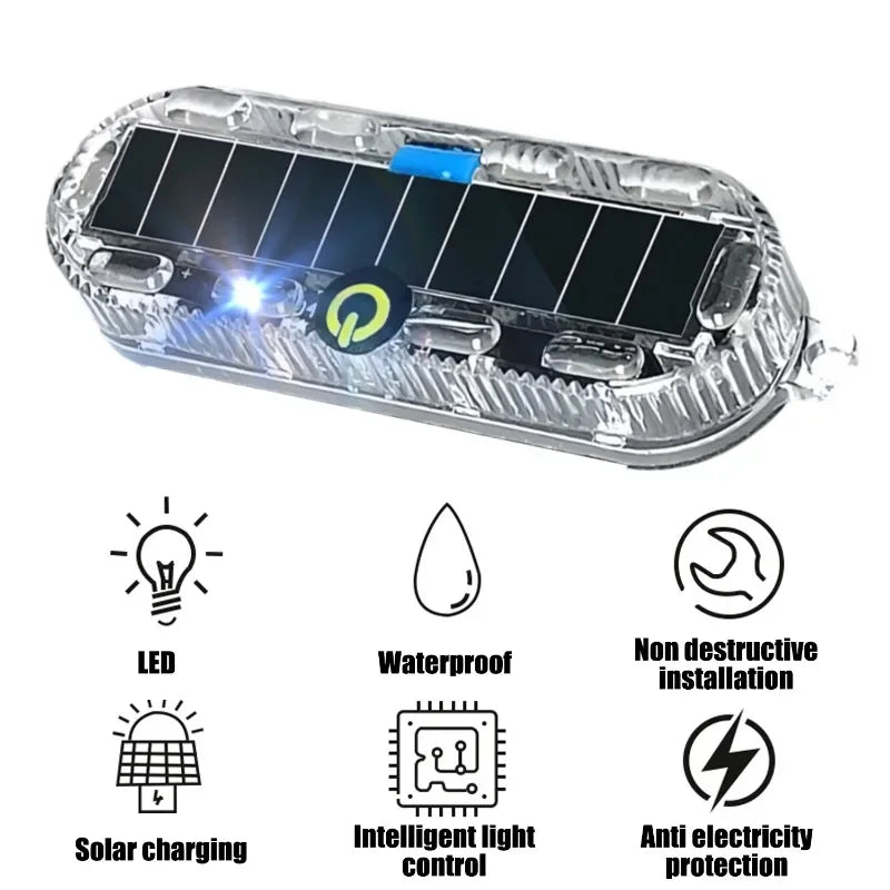 ضوء تحذيري من LED شمسي بلاستيكي شفاف مع لوحة دائرة إلكترونية وميزات حماية.