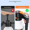 Comparison showing an old manual watering can versus a new electric watering can for cleaning.