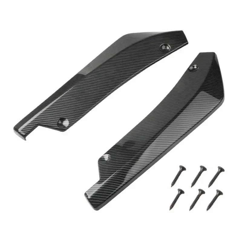 Black carbon fiber bumper lip spoiler for cars with mounting screws