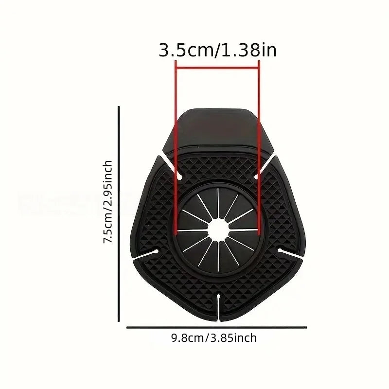 A black anti-leak wiper arm hole cover with dimensions 3.5cm by 7.5cm.