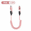 Pink 1.5M spring telescopic charging cable for a 65W device