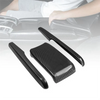 Black carbon fiber armrest box cover for a Honda Civic 10th generation car.