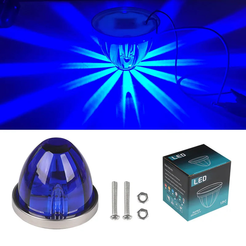 LED universal DC side marker lights with mounting hardware and a packaging box