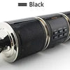 Black motorcycle Bluetooth speaker system with FM radio and USB features.