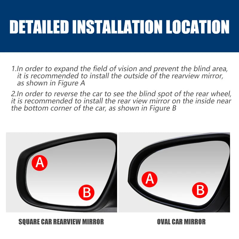 Diagrams showing the installation locations for a rearview mirror and a rear view mirror on a car.